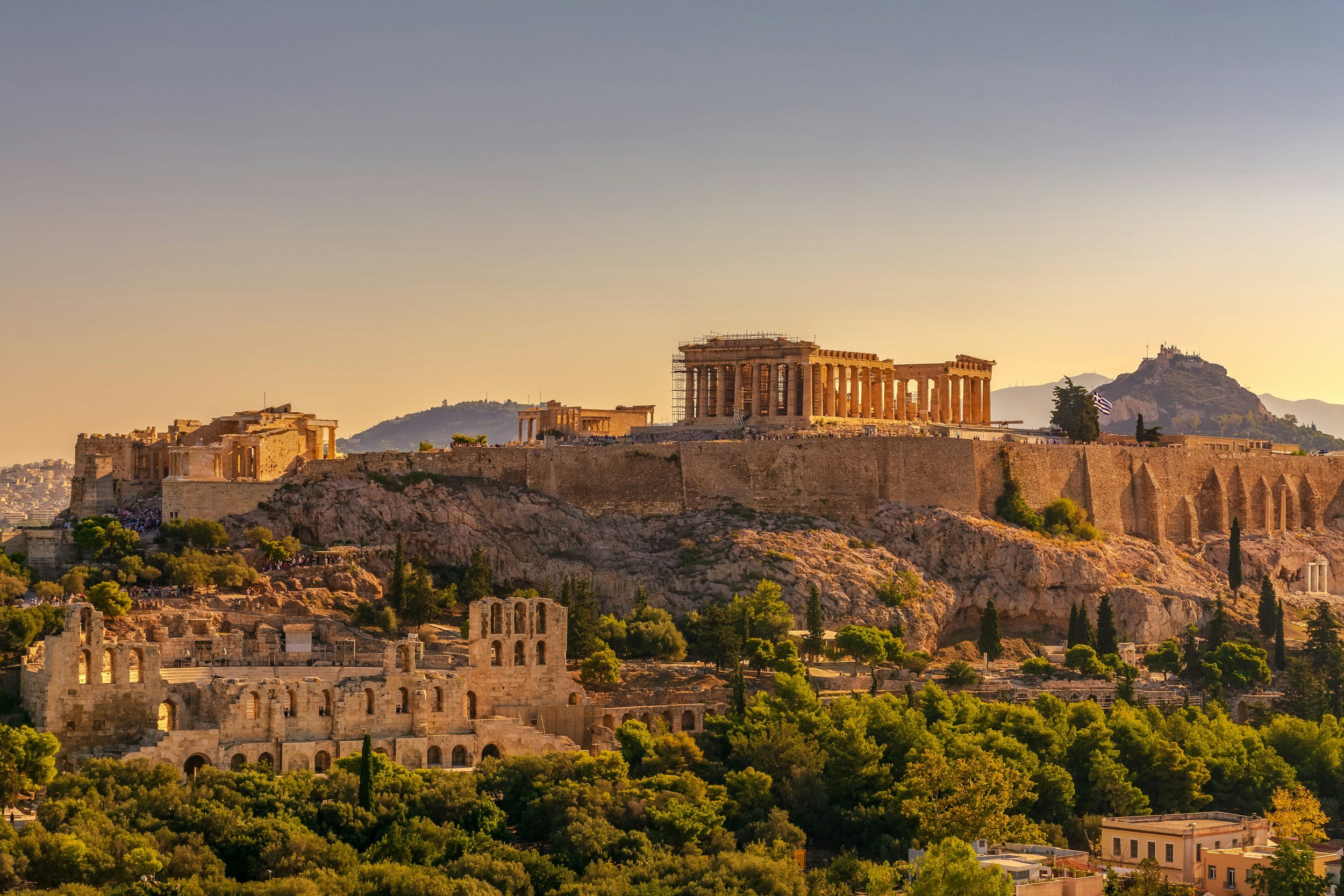 The Parthenon atop the Acropolis overlooking the city of Athens